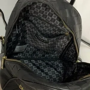 London Fog Black Quilted Backpack with Gold Accents London Fog | Bags | London Fog Collection Luxe Black  main image 3